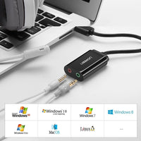 External Sound Card & Music Adapter USB to 3.5mm Mini Jack – 15cm Black