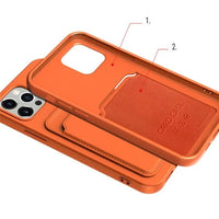 iPhone 13 Pro Card Case Silicone Wallet Case with Card Slot - Orange 🍊📱 - MIZO.at