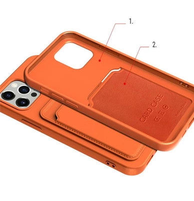 iPhone 13 Pro Card Case Silicone Wallet Case with Card Slot - Orange 🍊📱 - MIZO.at