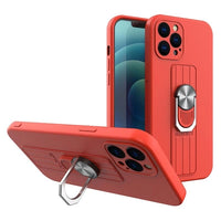 Samsung Galaxy S21 5G Ring Silicone Case with Finger Grip and Stand - Red 📱🔴 - MIZO.at