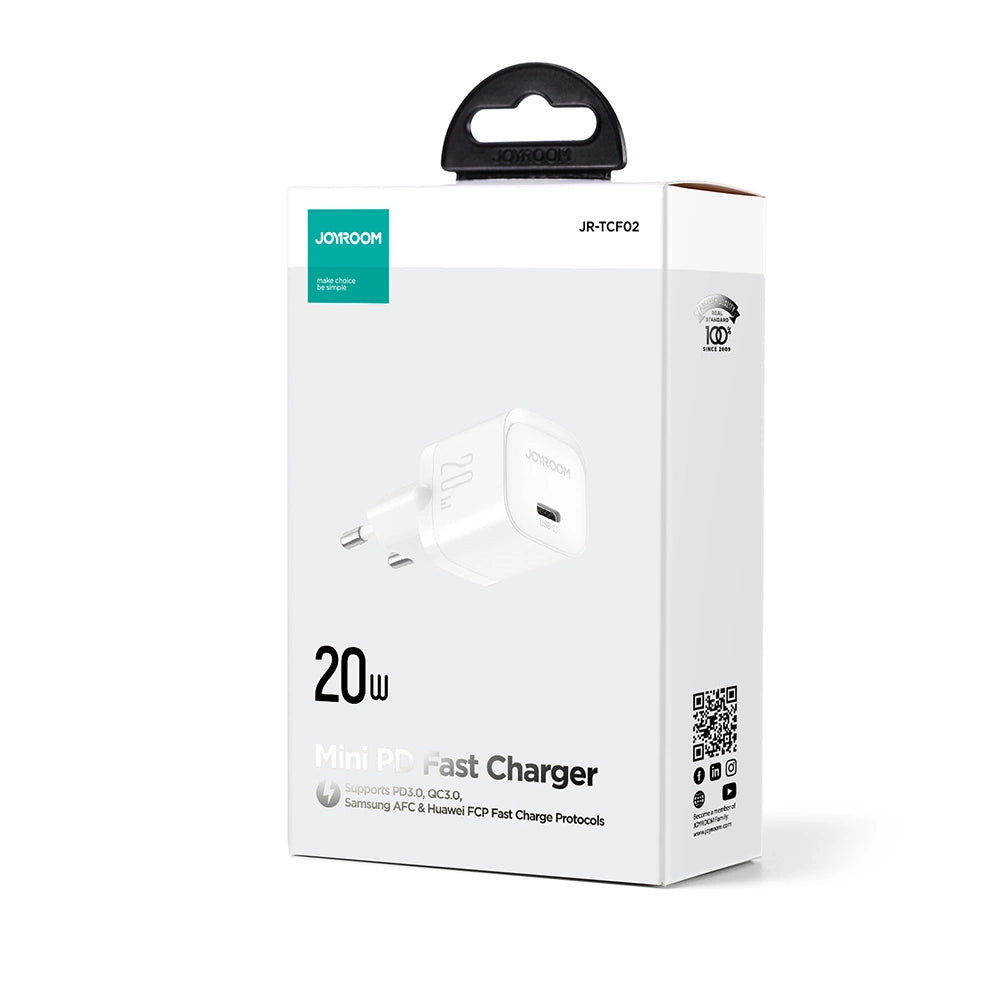 20W Mini USB-C Charger with Power Delivery - Model JR-TCF02 (White)