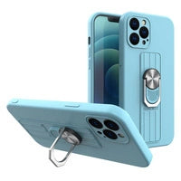 iPhone 13 Pro Ring Case Silicone Case with Finger Grip and Stand - Light Blue 📱🔵 - MIZO.at