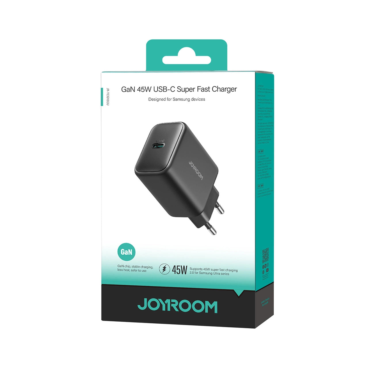 Joyroom JR-TCG13 45W GaN Wall Charger for Samsung Ultra – Black