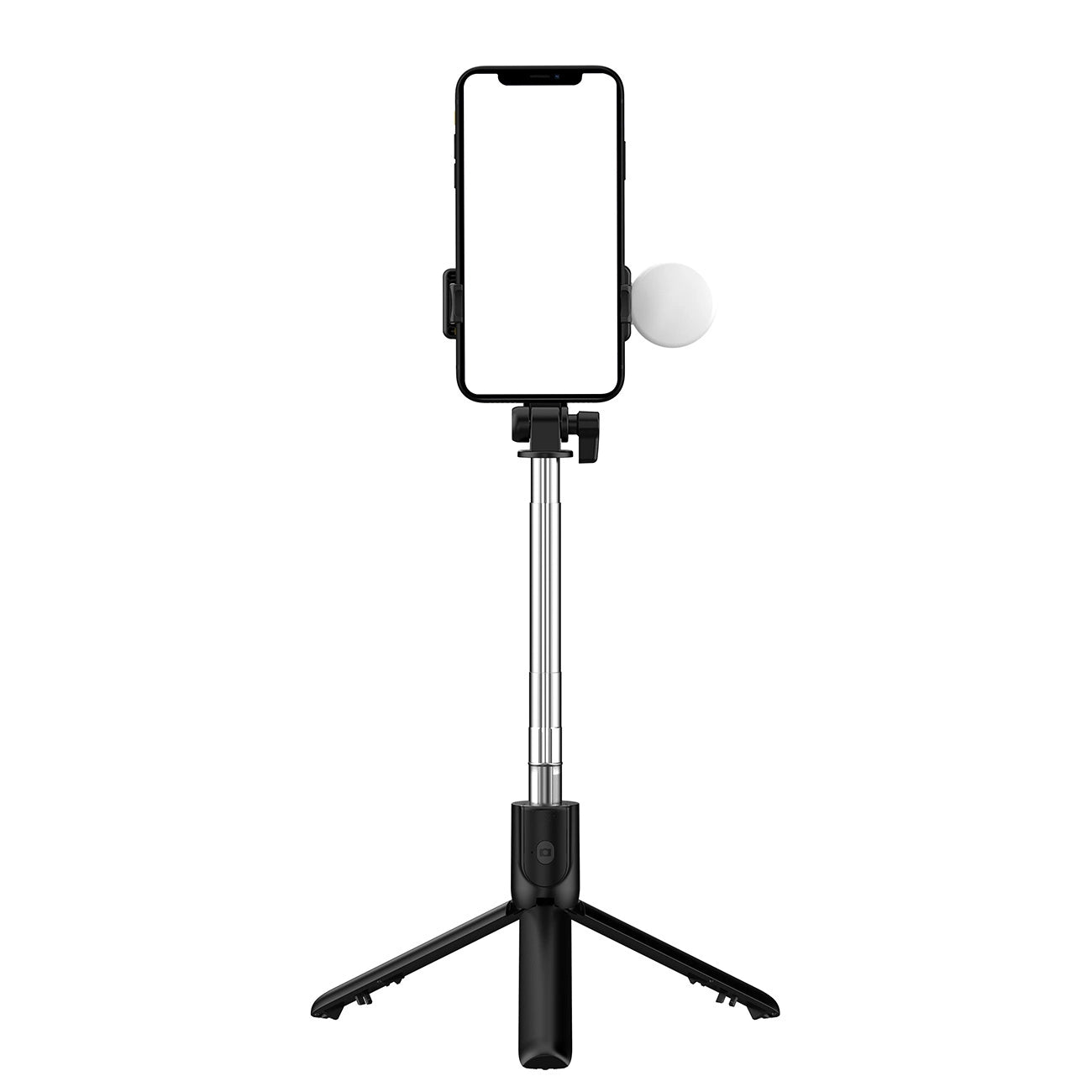 Selfie Stick WR1YXS Telescopic Tripod 0.71m with Round Lamp – Black