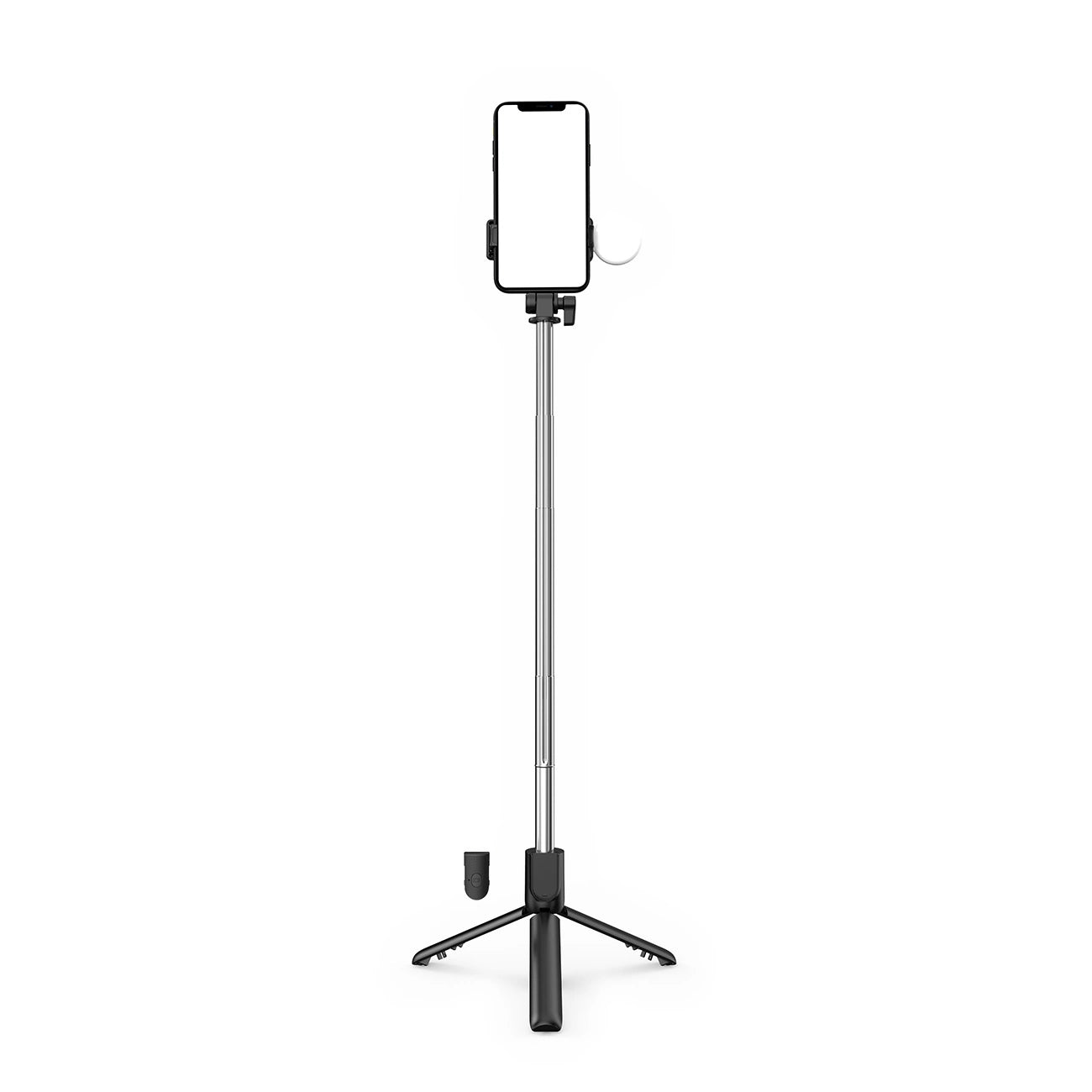 Selfie Stick WR1YXS Telescopic Tripod 0.71m with Round Lamp – Black