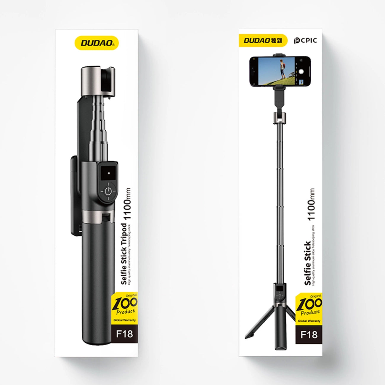 Dudao F18B Selfie-Stick mit Bluetooth-Fernbedienung und Stativ - Schwarz