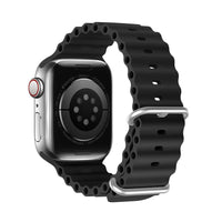 Dux Ducis OceanWave Silicone Band Bracelet | Black, Apple Watch 45/44/42mm - MIZO.at