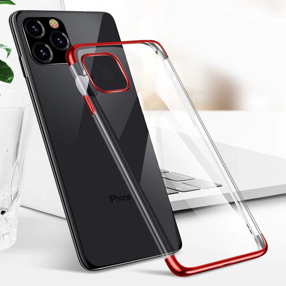 Xiaomi Mi 11 Clear Color/Red 0.3mm Gel TPU Case with Electroplating Frame - MIZO.at