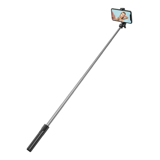 WHS1Y Teleskop-Selfie-Stick und Stativ mit Telefonhalterung, 1 m - Schwarz