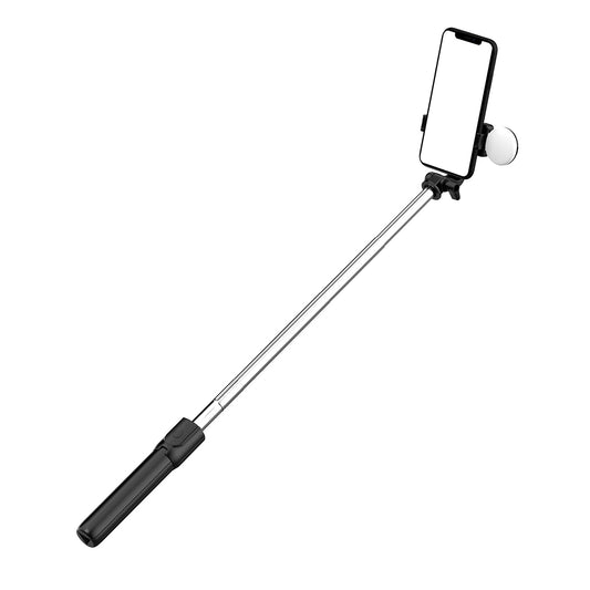 WHS1YXS Teleskop-Selfie-Stick und Stativ mit LED-Ringlicht und Telefonhalterung, 1 m – Schwarz